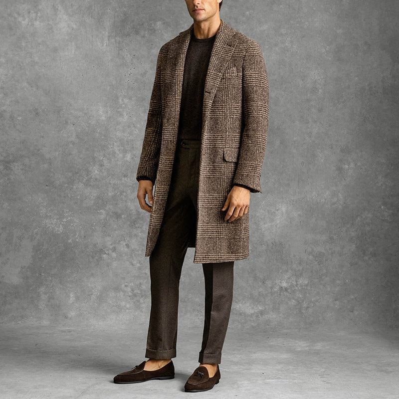Men’s Overcoat – Tailored Fit – Mid-Length – Structured Shoulders – Classic Formal Style