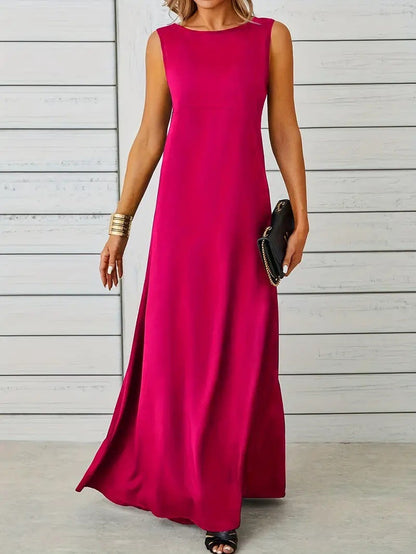Women’s Mid-Length Dress – Sleeveless – Relaxed Fit – Lightweight Minimalist Style