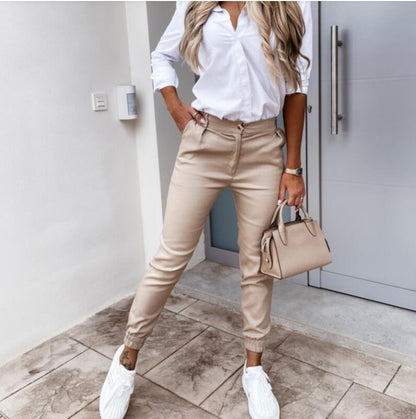 Women’s Joggers – Slim Fit – Stretch Fabric – Tailored Design – Elastic Cuffs – Full Length