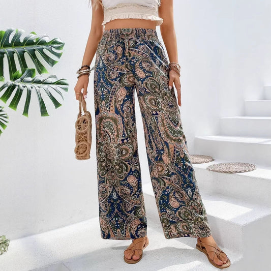 Women’s Wide-Leg Pants – Breathable Blend – Elastic Waist – Flowy Relaxed Fit