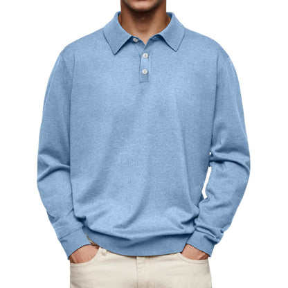 Men’s Polo Shirt – Soft Knit – Relaxed Fit – Long Sleeve Casual Style
