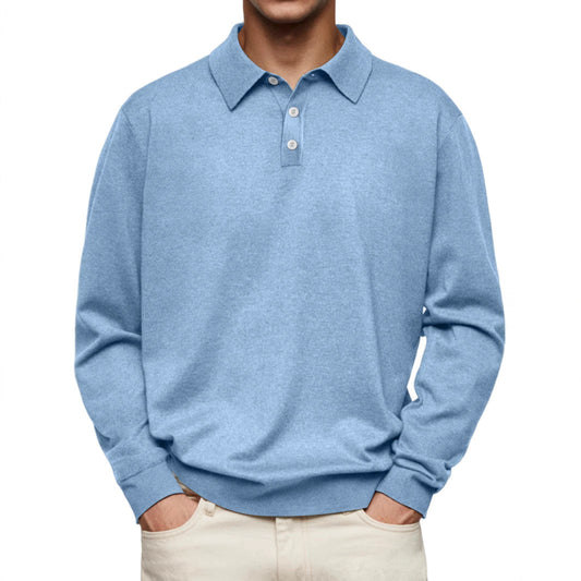 Men’s Polo Shirt – Soft Knit – Relaxed Fit – Long Sleeve Casual Style