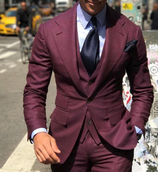 Men’s Three-Piece Suit – Slim Fit – Notch Lapel – Luxury Fabric Formal Wear