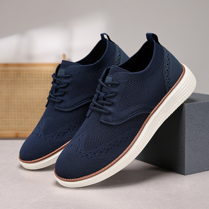 Men’s Dress Shoes – Fly-Knit Lace-Up – Cushioned Sole – Casual Fit
