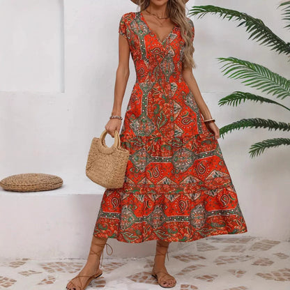 Women’s Long Sleeve Dress – V-Neck Midi A-Line – Lightweight Breathable Fit