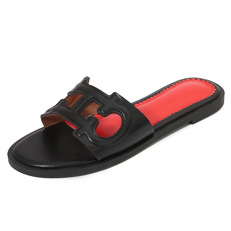 Women’s Flat Sandals – Slip-On Design – Open Toe – Cut-Out Straps – Casual Fit