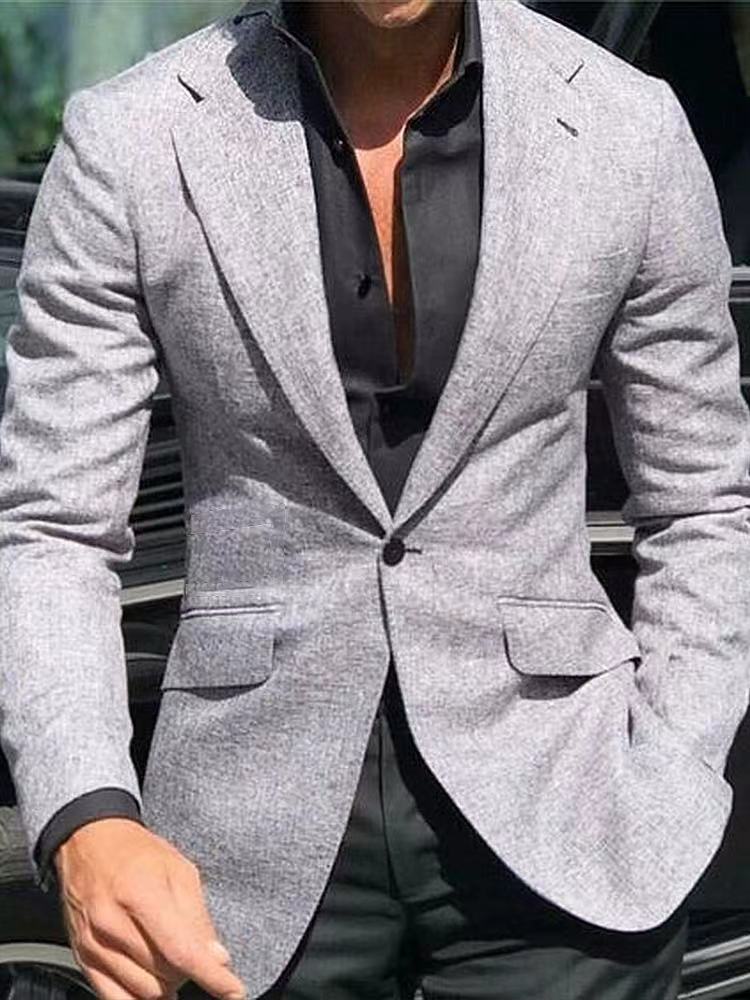Men’s Blazer – Tailored Fit – Smooth Woven Fabric – Notched Lapel – Smart Casual
