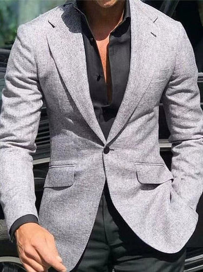 Men’s Blazer – Tailored Fit – Smooth Woven Fabric – Notched Lapel – Smart Casual