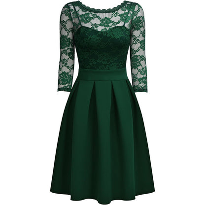 Women’s Midi Dress – 3/4 Sleeves – Elegant A-Line Silhouette