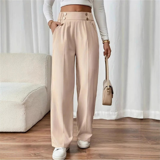 Women's Wide-Leg Trousers - Relaxed Silhouette - High Waist