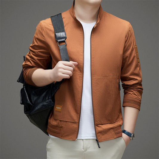 Men’s Jacket – Regular Fit – Stand Collar – Zipper Front – Ribbed Hem – Cotton Blend