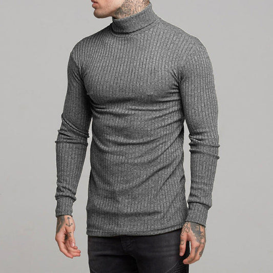Men’s Turtleneck Sweater – Slim Fit – Ribbed Knit – Long Sleeve Casual Wool Blend