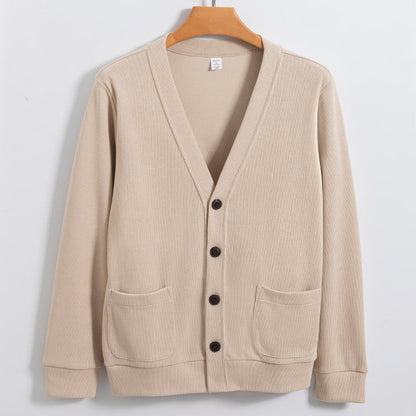 Men’s Cardigan – Cotton Knit – Relaxed Fit – V-Neck – Button Front – Pockets