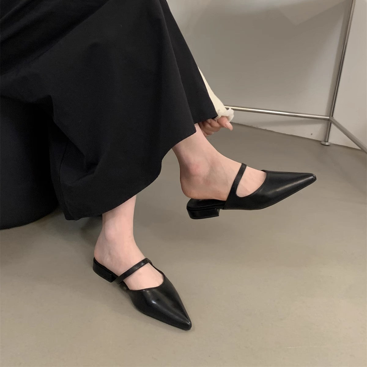 Ayla Pointed Toe Flats | Slip-On Single-Strap Mule Flats