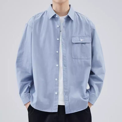 Men’s Button-Down Shirt – 100% Cotton – Relaxed Fit – Long Sleeve Chest Pocket
