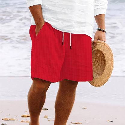 Men’s Casual Shorts – Cotton Linen Blend – Relaxed Fit – Drawstring – Multi Pocket