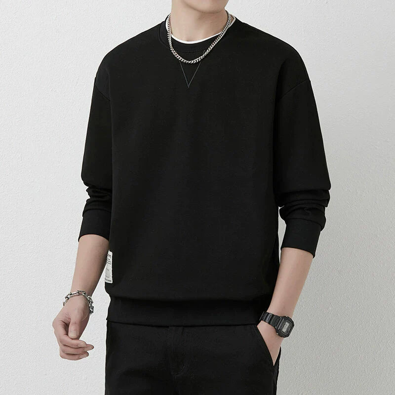 Men’s Long Sleeve T-Shirt – Regular Fit – Ribbed Knit – Crew Neck – Layered Cuffs