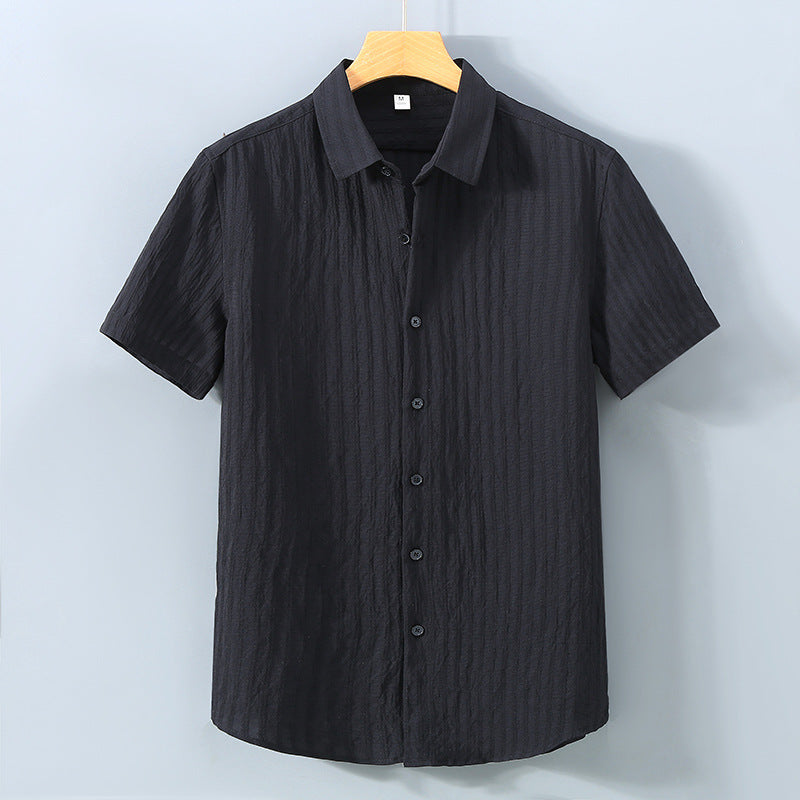 Men’s Button-Down Shirt – Relaxed Fit – Breathable Blend – Short Sleeve – Textured Finish