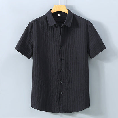 Men’s Button-Down Shirt – Relaxed Fit – Breathable Blend – Short Sleeve – Textured Finish