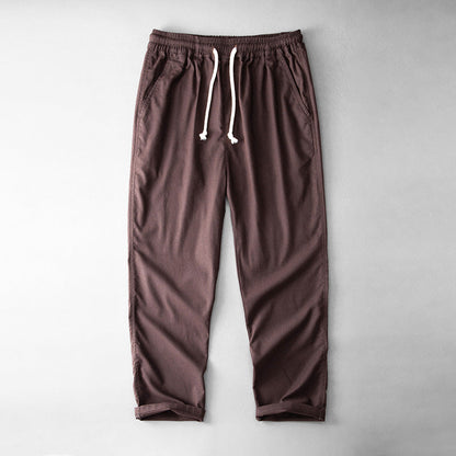 Men’s Pants – Linen Blend – Loose Fit – Straight Leg – Elastic Waist with Drawstring