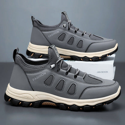 Men’s Trail Hiking Shoes – Breathable Mesh – Synthetic Leather – Rugged Grip Sole