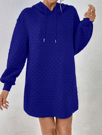 Women's Hooded Dress - Knit - Relaxed Fit - Adjustable Drawstring Hood