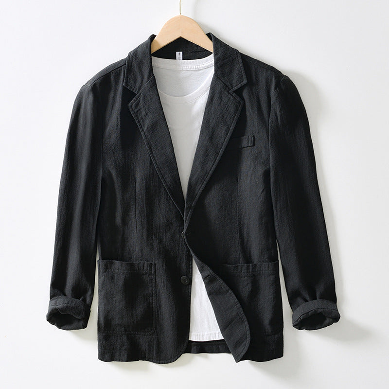 Men’s Blazer – Cotton Linen Blend – Relaxed Fit – Single Breasted Casual Style