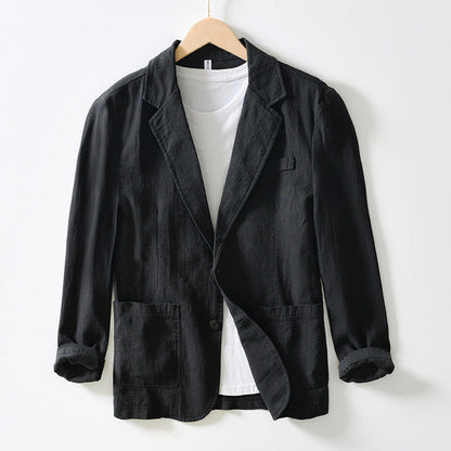 Men’s Blazer – Cotton Linen Blend – Relaxed Fit – Single Breasted Casual Style