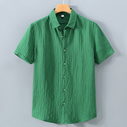 Men’s Button-Down Shirt – Relaxed Fit – Breathable Blend – Short Sleeve – Textured Finish