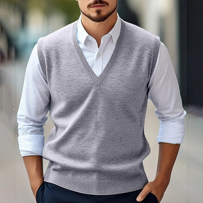 Men’s Sweater Vest – Classic Fit – Lightweight Knit – V-Neck – Ribbed Trim