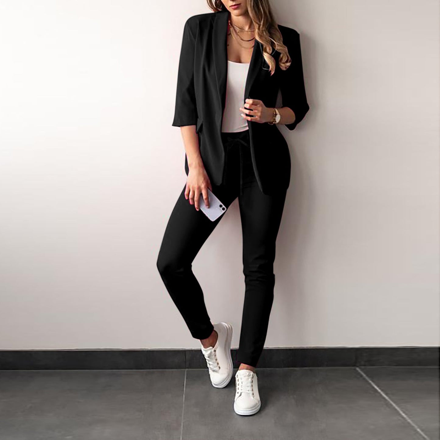 Women’s Two-Piece Set – Tailored Blazer – Slim Fit Pants – Stretch Fabric