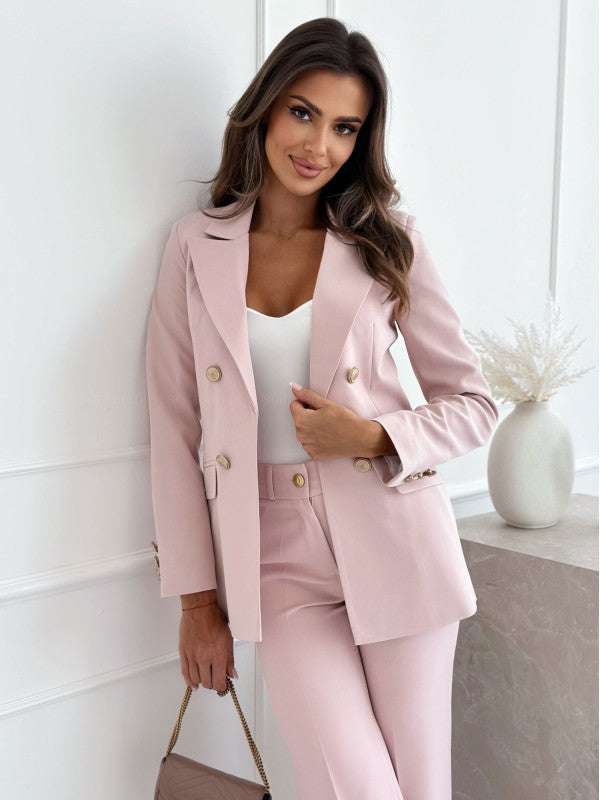 Women’s Suit Jacket – Tailored Fit – Wool Blend – Double-Breasted – Notched Lapel