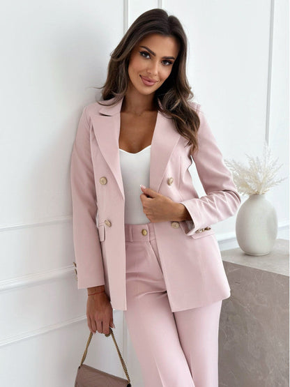 Women’s Suit Jacket – Tailored Fit – Wool Blend – Double-Breasted – Notched Lapel