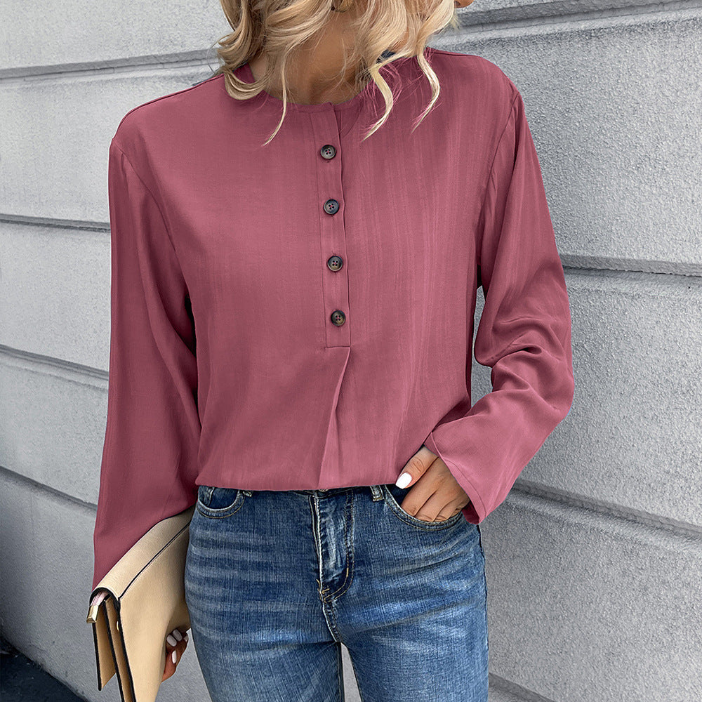 Women’s Long Sleeve Shirt – Cotton – Loose Fit – Button Down – Casual Style