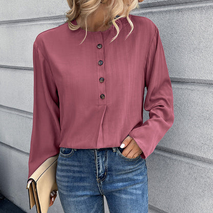 Women’s Long Sleeve Shirt – Cotton – Loose Fit – Button Down – Casual Style