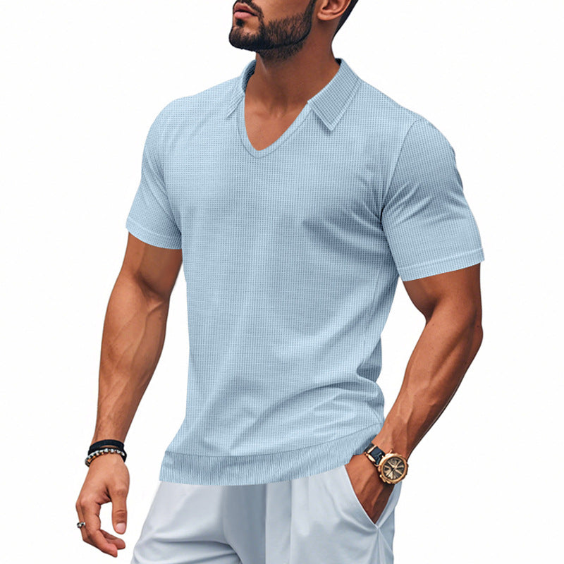 Men’s Polo Shirt – Breathable Cotton – Relaxed Fit – V-Neck Minimalist Casual Style