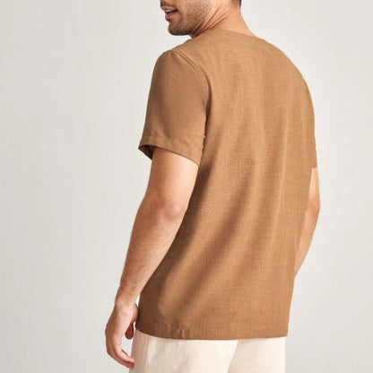 Men’s Oversized T-Shirt – Cotton Blend – V-Neck – Relaxed Fit – Short Sleeve Casual
