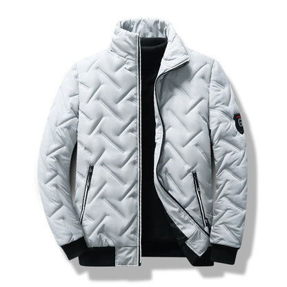 Men’s Jacket – Slim Fit – Quilted Design – Stand Collar – Zippered Pockets – Ribbed Trim