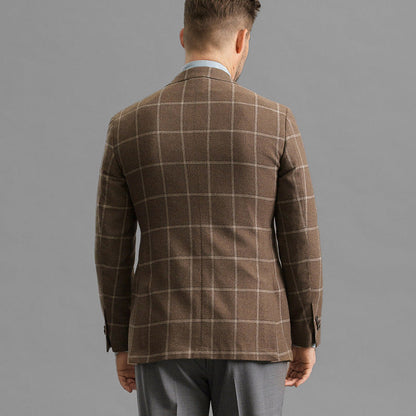 Men’s Blazer – Structured Fit – Windowpane Check – Single-Breasted Formal Style