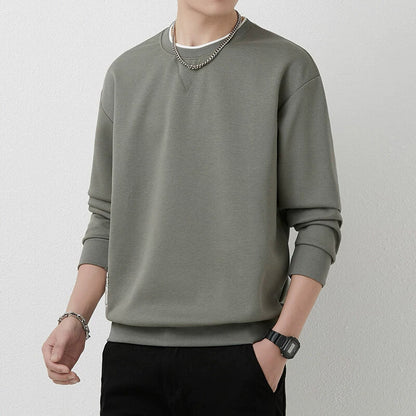 Men’s Long Sleeve T-Shirt – Regular Fit – Ribbed Knit – Crew Neck – Layered Cuffs
