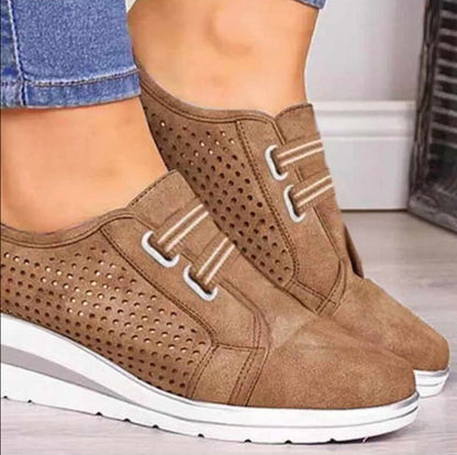 Women’s Wedge Sneakers – Slip-On Design – Breathable Blend – Elastic Vamp – Casual Fit