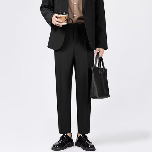 Men’s Tailored Trousers – Slim Fit – Wool Blend – Ankle Length Smart Casual Pants