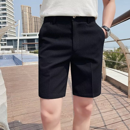 Men’s Tailored Shorts – Slim Fit – Breathable Blend – Button Waist – Knee Length