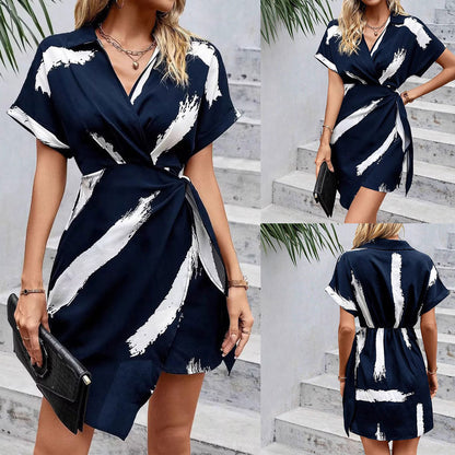Women’s Wrap Dress – Bold Print – Relaxed Fit – Breathable Blend – Mini Length