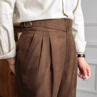 Men’s Dress Pants – Wool Blend – High Waist – Pleated Front – Tailored Straight Leg