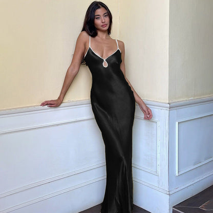 Women’s Slip Dress – Satin – Slim Fit – Spaghetti Straps – Backless Formal Wear