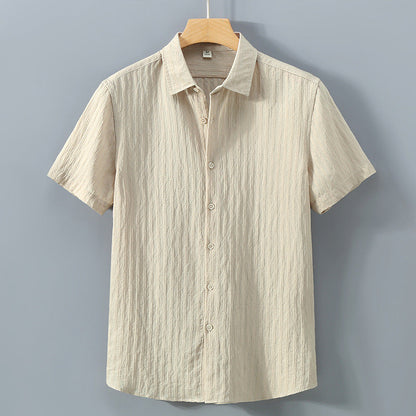 Men’s Button-Down Shirt – Relaxed Fit – Breathable Blend – Short Sleeve – Textured Finish