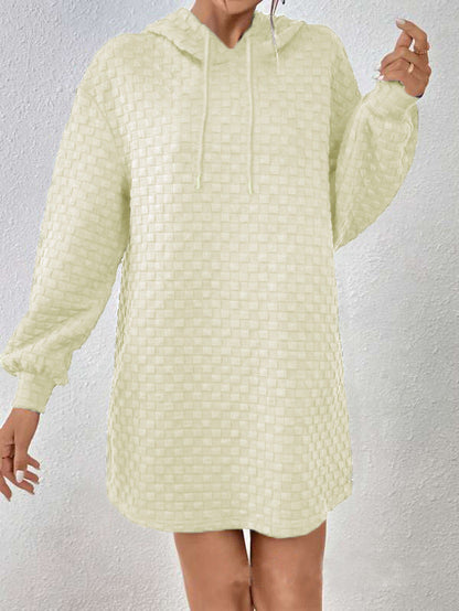 Women's Hooded Dress - Knit - Relaxed Fit - Adjustable Drawstring Hood