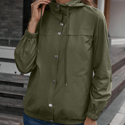 Women’s Outdoor Jacket – Waterproof – Windbreaker – Relaxed Fit – Hooded Zip Front