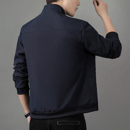 Men’s Jacket – Structured Fit – Standing Collar – Zipper Closure – Ribbed Waistband